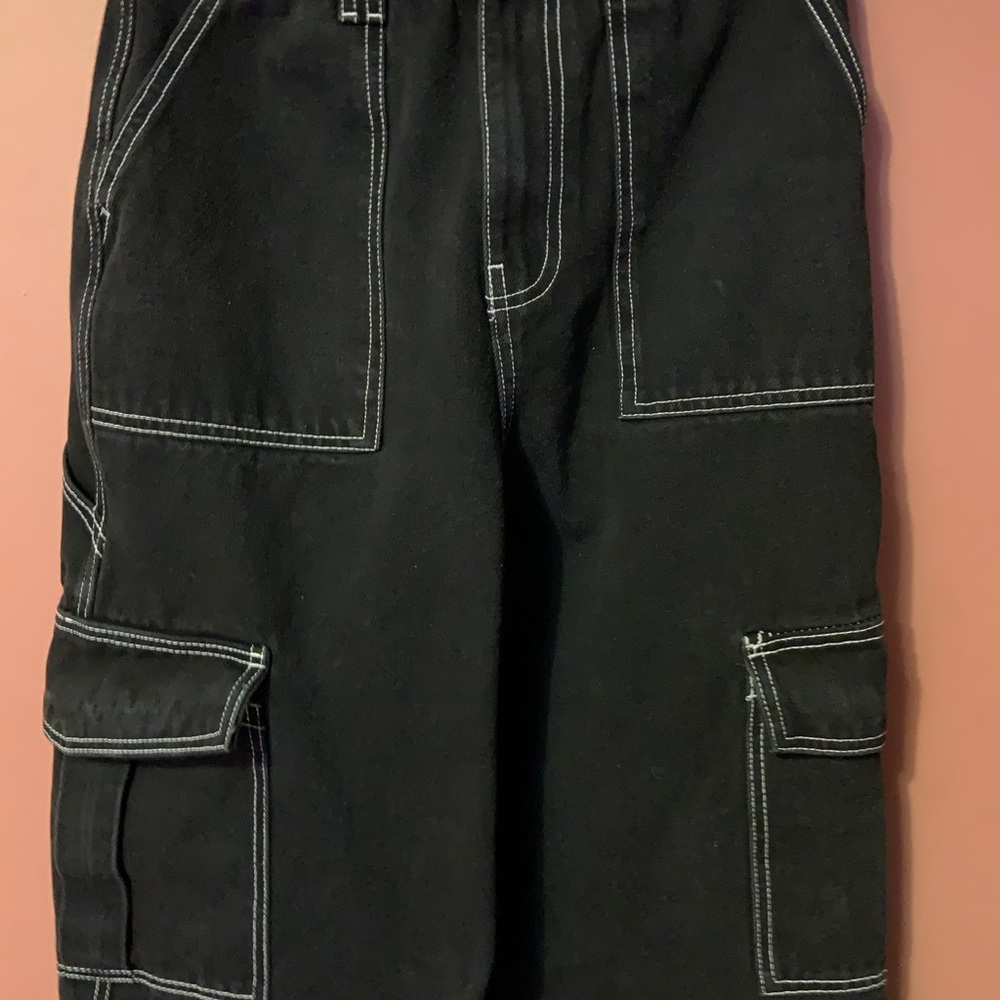 Ardene 90s High Rise Cargo Jeans Black Size 5 - Picture 2 of 6